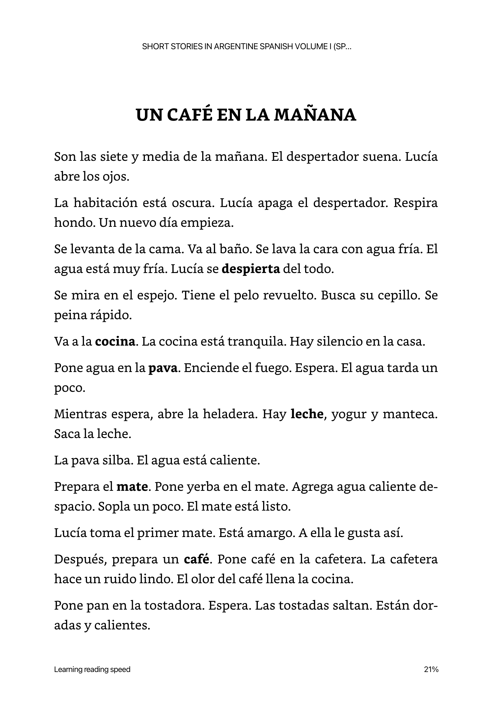 Primera Pagina Short Stories in Argentine Spanish Volume 1
